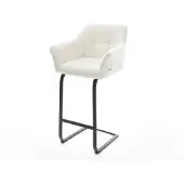 DELIFE Barstuhl Yulo-Flex Bouclé Soft Beige Freischwinger Flach Metall Schwarz