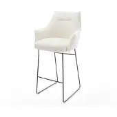 DELIFE Barstuhl Alja-Flex Bouclé Soft Beige Kufengestell Metall Schwarz Taschenfederkern