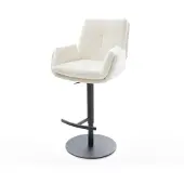 DELIFE Barstuhl Clea-Flex Bouclé Soft Beige Drehfuß höhenverstellbar Metall Schwarz