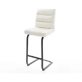 DELIFE Barstuhl Pela-Flex Bouclé Soft Beige Freischwinger Flach Metall Schwarz