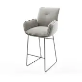 DELIFE Barstuhl Nela-Flex Strukturstoff Soft Grau Kufengestell Metall Schwarz