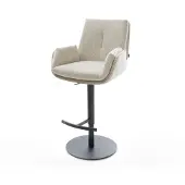 DELIFE Barstuhl Clea-Flex Webstoff Soft Beige Drehfuß höhenverstellbar Metall Schwarz