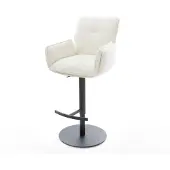 DELIFE Barstuhl Nela-Flex Bouclé Soft Beige Drehfuß höhenverstellbar Metall Schwarz