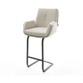 DELIFE Barstuhl Clea-Flex Webstoff Soft Beige Freischwinger Flach Metall Schwarz