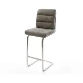 DELIFE Barstuhl Pela-Flex Bouclé Soft Schlamm Freischwinger Flach Edelstahl Silberfarben