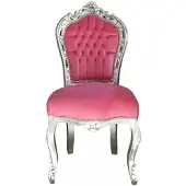 Casa Padrino Barock Esszimmerstuhl Pink/Silber ohne Armlehnen