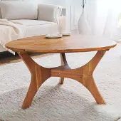 LEBENSwohnART Design Couchtisch BELLEZA 70cm Akazie Brown Nierentisch