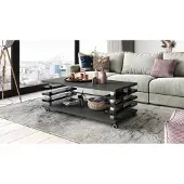 Designimpex Design Carl Svensson Couchtisch DC-3 Wohnzimmertisch Tisch Rollen