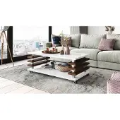 Designimpex Design Carl Svensson Couchtisch DC-3 Wohnzimmertisch Tisch Rollen