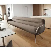 DELIFE Esszimmerbank Taya-Flex 300 cm Strukturstoff Soft Taupe Kreuzgestell kantig Edelstahl Taschenfederkern