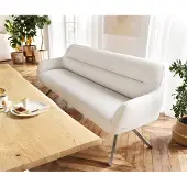 DELIFE Esszimmerbank Taya-Flex 200 cm Bouclé Creme-Weiß Kreuzgestell kantig Graphit Taschenfederkern
