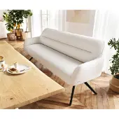 DELIFE Esszimmerbank Taya-Flex 200 cm Bouclé Creme-Weiß Kreuzgestell kantig Schwarz Taschenfederkern