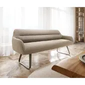 DELIFE Esszimmerbank Taya-Flex 200 cm Bouclé Schlamm Kufengestell flach Effektfinish Titan Taschenfederkern