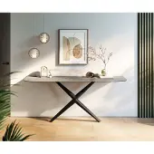 DELIFE Konsolentisch Edge Boot 180x40 cm Keramik Beton Grau Estelo Metall Schwarz