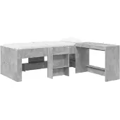 Syfax Hochbett mit Schreibtisch für Kinder 2 stk. Betongrau