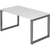 Bümö Schreibtisch Serie-R - Nachbildung: Weiß, Gestell: Graphit, Größe: 140 x 80 cm