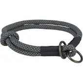 Trixie Halsband Hond Soft Rope Halfslip Zwart / Grijs - 25X0,6 Cm