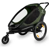 Hamax Outback One Fahrradanhänger inkl. Jogger Kit, Farbe:Grün / Schwarz