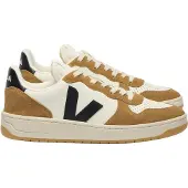 Veja V-10 Herrensneaker, Leder/Textil, Pure/Black/Tent nachhaltig produziert - Herrenschuhe Sneaker / Schnürschuh, Braun, leder/textil&nbsp