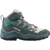 Lowa Maddox Pro GTX Mid VC Jr wasserdichte und komfortable Kinder Wanderschuhe mit griffiger Laufsohle und Goretex Membrane Petrol/Pink EU 35