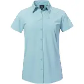 Schöffel Outdoorbluse SCHÖFFEL "Blouse Style Dooser WMN", Damen, Gr. 44, blau (8015, blau), Oberstoff: 85% Polyester, 15% Elasthan, Basic, V-Ausschnitt, Blusen Outdoorbluse