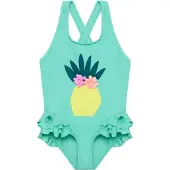 Color Kids - Kid's Swimsuit with Application - Badeanzug Gr 104 türkis