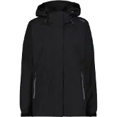 CMP Damen-Regenjacke mit abnehmbarer Kapuze schwarz 44