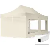 TOOLPORT 3x6m Stahl Faltpavillon, inkl. 4 Seitenteile, creme