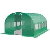 TOOLPORT Foliengewächshaus Gewächshaus 3x4m stabil & langlebig mit Fenster - reißfeste PE Plane 180g/m² grün transparent