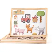 Woody Magnettafel mit Tieren, doppelseitig