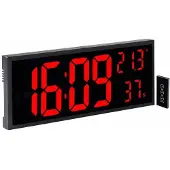 MagneticLand LED-Wand- & Tischuhr, Jumbo-Uhrzeit, Fernbedienung, Hygro-/Thermometer