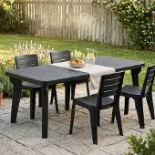 Dmora Outdoor Tisch Mercurio 160x90x74 cm Schwarz 10 Plätze