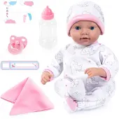 Bayer Babypuppe "Reborn Baby, 38 cm Elefantenmuster", rosa (weiß, rosa), Puppen, Kinder, Babypuppe