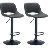 CLP 2er Set Barhocker Camden Kunstleder drehbar und höhenverstellbar | schwarz Farbe schwarz Material Gestell Metall matt schwarz