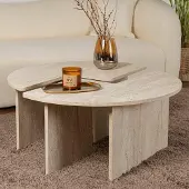 Dmora Couchtisch Codroipo 90x90x41 cm Beige Rund