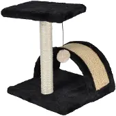 Homea Kratzbaum für Katzen mit einer Plattform und einem Pompon, 38 cm, schwarz