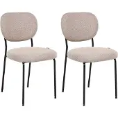 Beliani Esszimmerstühle 2er Set Hellbraun Stoff Gepolstert mit Schwarzen Beinen Ohne Armlehnen Modern Polsterstühle Küchenstühle Esszimmer Küche