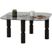 Dmora Couchtisch Psamathe 80x80x40h cm Schwarz Rauchglas