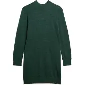 Superdry für Damen. W8011223A Grünes Strickkleid aus Merinowolle (S), Lässig, Langarm