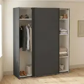 Dmora Kleiderschrank 2 Türen\ Margot Grau, 178,5x220,4 cm, 1 Fach