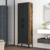 Dmora Großer Mehrzweckschrank Alphard 60x200 cm Braun 5 Böden