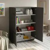 Dmora Demos Schrank 2-türig Zulimo 120x126 cm Grau 3 Regalböden
