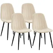 CLP 4er Set Esszimmerstühle Baxter Samtbezug gepolstert mit Rückenlehne bis 150 kg creme