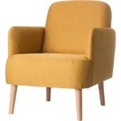 Meet by Paperflow Sessel Brooks, Massivholz, Retro-Design, gepolstert, Stoffbezug, safran