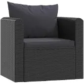 vidaXL 7-tlg. Garten-Lounge-Set mit Auflagen Poly Rattan Schwarz