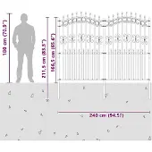 vidaXL Gartenzaun KAMPEN 240 x 228 cm Pulverbeschichteter Stahl Weiß