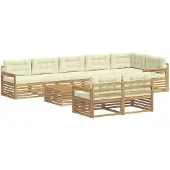 vidaXL Outdoor-Sofagarnitur 9 Stk. Weiß und Creme Polyester