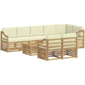 vidaXL Sofagarnituren 9 pcs Weiß und Creme Massivholz Akazie