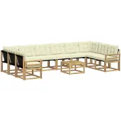 vidaXL Outdoor-Sofagarnitur 11 stk. Weiß und Creme