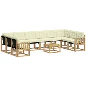 vidaXL Outdoor-Sofagarnitur mit Kissen 11 pcs Weiß und Creme